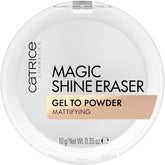 Catrice Magic Shine Eraser compact delivers shine-free, translucent finish.