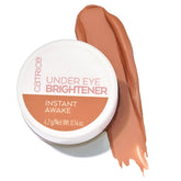 Catrice Under Eye Brightener bottle pour highlights nourishing texture for delicate under-eye skin.