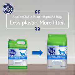 Cat's Pride antibacterial litter 18lb bag pour shows lightweight design for easy handling