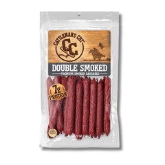 Cattleman's Cut double smoked sausages bag close-up showing rich flavor