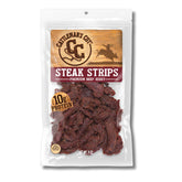 Cattleman's Cut jerky packaging in a clear bag highlights premium steak quality.