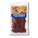 Cattleman's Cut peppered jerky in a clear package showing quality and value