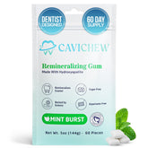 CaviChew remineralizing gum mint 60-count pack for enamel support.