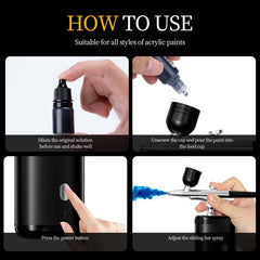 CBVCBV airbrush kit rechargeable 1200mAh battery enables longer sessions.