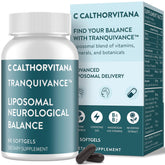 C Calthorvitana migraine relief softgels in a bottle highlighting liposomal delivery for better absorption