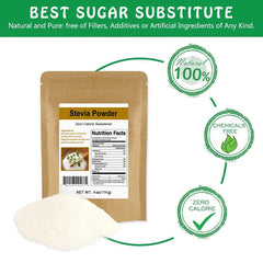 CCnature Stevia Powder texture on a spoon resembles sugar for smooth mixing