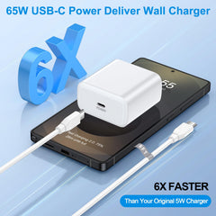 Cebkit 6ft USB-C to USB-C cable provides flexible placement for convenient charging.