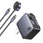 CEDBORR Herrbolai 30W 3-in-1 retractable charger front view for travel convenience.