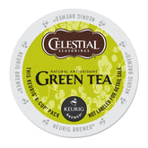 Celestial Seasonings authentic green tea K-Cup box front for quick, flavorful brews.