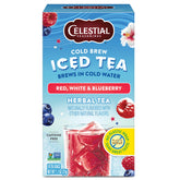 Celestial Seasonings cold brew tea bag dissolving in cold water for quick iced tea