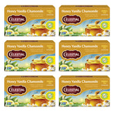 Celestial Seasonings Honey Vanilla Chamomile tea bag, a calming herbal moment.