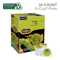 Celestial Seasonings K-Cup brew cup with steaming tea ready in minutes.