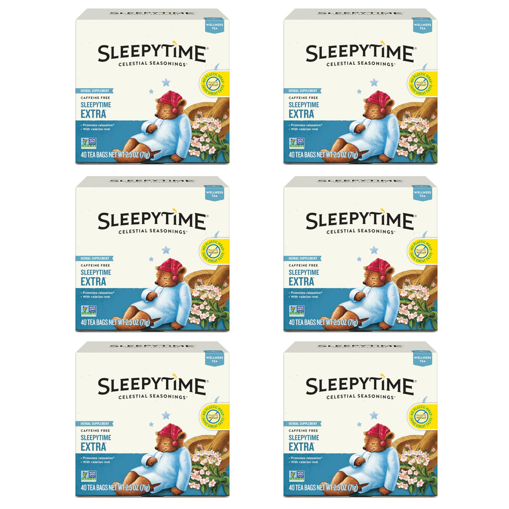 Celestial Seasonings Sleepytime Extra box front for a calming bedtime ritual.