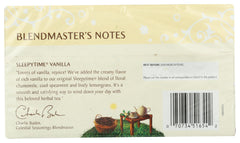 Celestial Seasonings Sleepytime Vanilla tea cup steeping to unwind after dinner