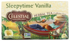 Celestial Seasonings Sleepytime Vanilla tea bag ready for a calming evening ritual