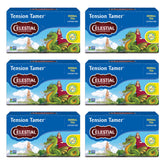 Celestial Seasonings Tension Tamer tea boxes showing six-pack bundle for daily calm rituals.