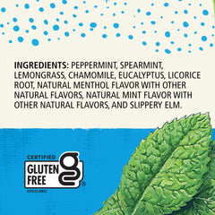 A hot cup of Celestial Seasonings Throat Cooler during steeping, for soothing throat comfort.