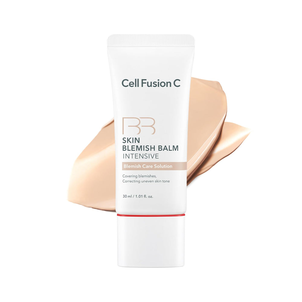 Cell Fusion C Skin Blemish Balm No.21 Natural Light bottle offers lightweight, breathable coverage.