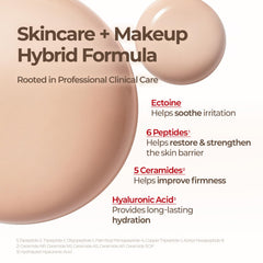 Product being applied for smooth, even-toned skin