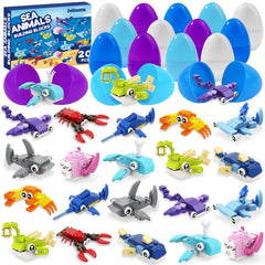 Celltestria 20pcs Easter eggs building blocks with ocean animals for kids' creative fun