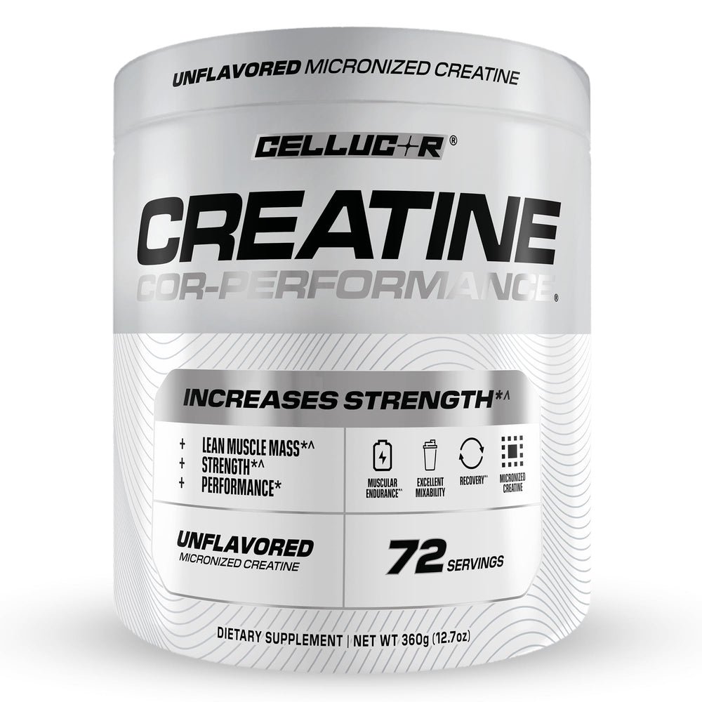 Cellucor Cor-Performance Creatine Monohydrate tub front supports strength and recovery