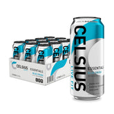 Celsius Essentials Sparkling Blue Crush can front, energizing workout boost.