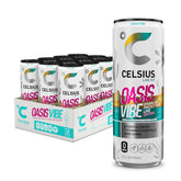 CELSIUS Oasis Vibe Prickly Pear Lime can front display, ready for a bold energy boost.