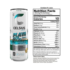 CELSIUS Playa Vibe can closeup, tropical aroma and clean energy boost.