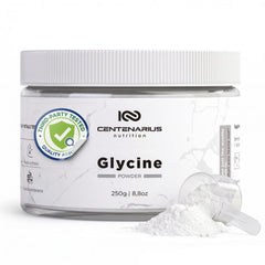Centenarius Nutrition glycine powder jar for post-workout recovery potential