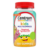 Centrum Kids Multivitamin Gummies tropical punch packshot showing bottle and flavor for daily use