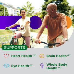 Close-up of Centrum Minis Silver tablets designed for heart, brain, and eye health as you age.