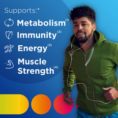 Close-up of Centrum MultiGummies for Men gummies highlighting chewy texture for easy daily use.