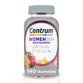 Centrum MultiGummies for Women 50 Plus bottle front shows daily wellness vitamins.
