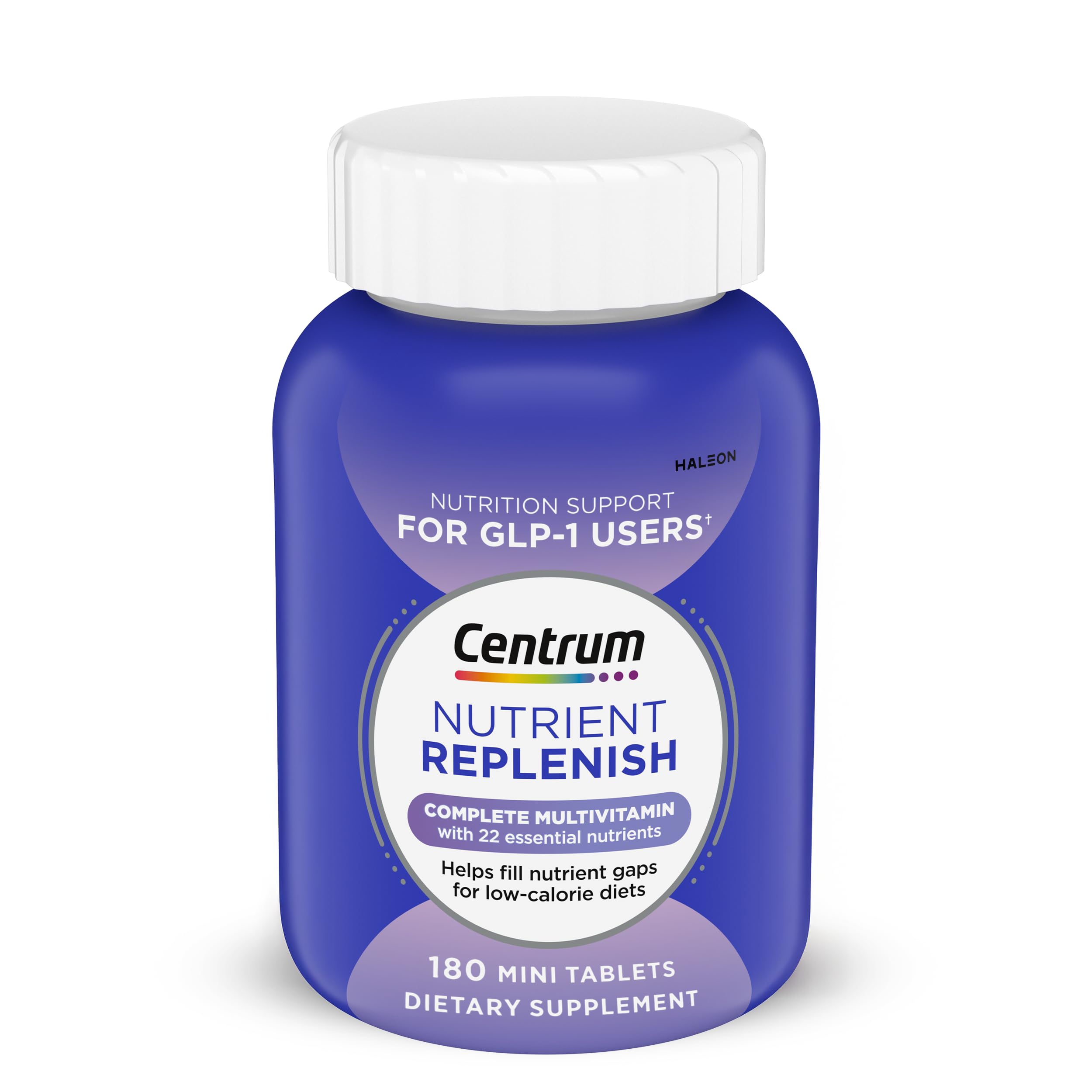 Centrum Nutrient Replenish bottle front, 180-count multivitamin for comprehensive health