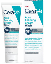 CeraVe Acne Foaming Cream Wash bottle targets pimples and blackheads