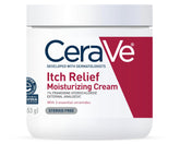 CeraVe Itch Relief Cream bottle showing quick, fragrance-free itch relief