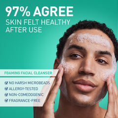 Close-up of CeraVe Foaming Cleanser ingredients: ceramides, hyaluronic acid, niacinamide