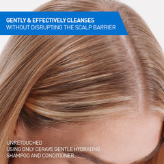 CeraVe Gentle Hydrating Conditioner bottle demonstrating detangling benefits
