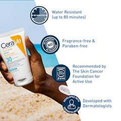 Application guide shot showing white tint for even spread on skin.