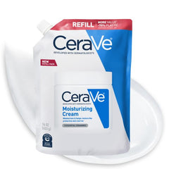 CeraVe Moisturizing Cream bottle on shelf for daily face and body hydration.