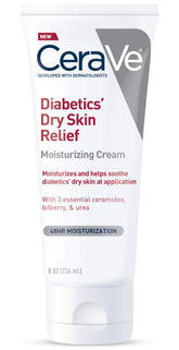 CeraVe diabetic dry skin moisturizer bottle showcasing fragrance-free hydration.