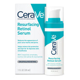 CeraVe Resurfacing Retinol Serum bottle on vanity suggests smoother skin texture