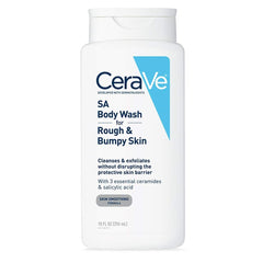 CeraVe SA Body Wash bottle exfoliation for smoother skin.