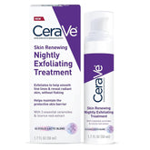 CeraVe Skin Renewing Nightly Exfoliating Treatment bottle showing 5% AHA action for smoother skin.