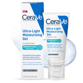 CeraVe Ultra-Light Moisturizing Gel bottle shows fragrance-free, oil-free hydration for daily use