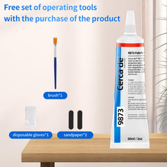 Cerca de Fabric Glue hose design offers controlled application for accurate repairs.