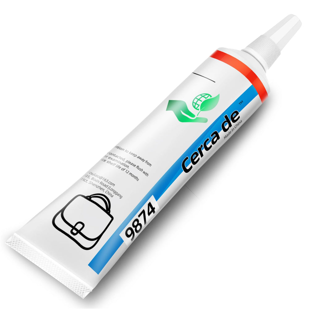 Cerca de Leather Glue bottle pour shows precise flow for clean leather bonding.