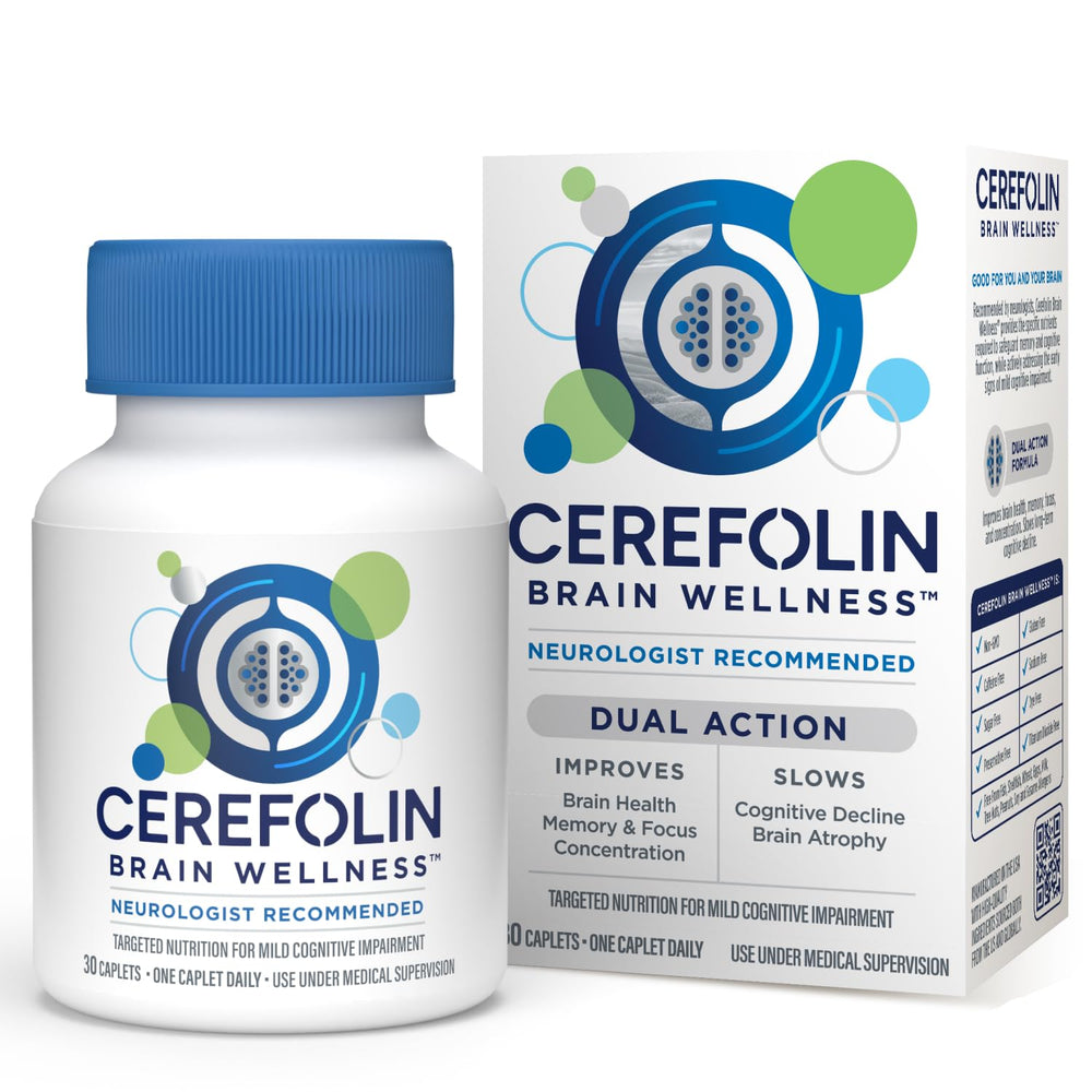 Cerefolin Brain Wellness bottle for daily cognitive support.