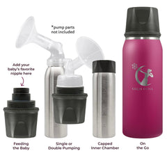 CERES CHILL OG inner bottle chamber supports pumping and on-the-go feeding for 12oz portions.