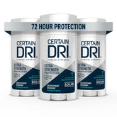 Certain Dri Extra Strength clinical antiperspirant stick ready for precise application and long-lasting moisture control.